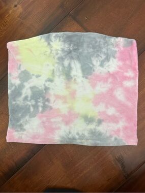 Wild Fable Pastel Tie-Dye Tube Top — Pink, Gray & Yellow